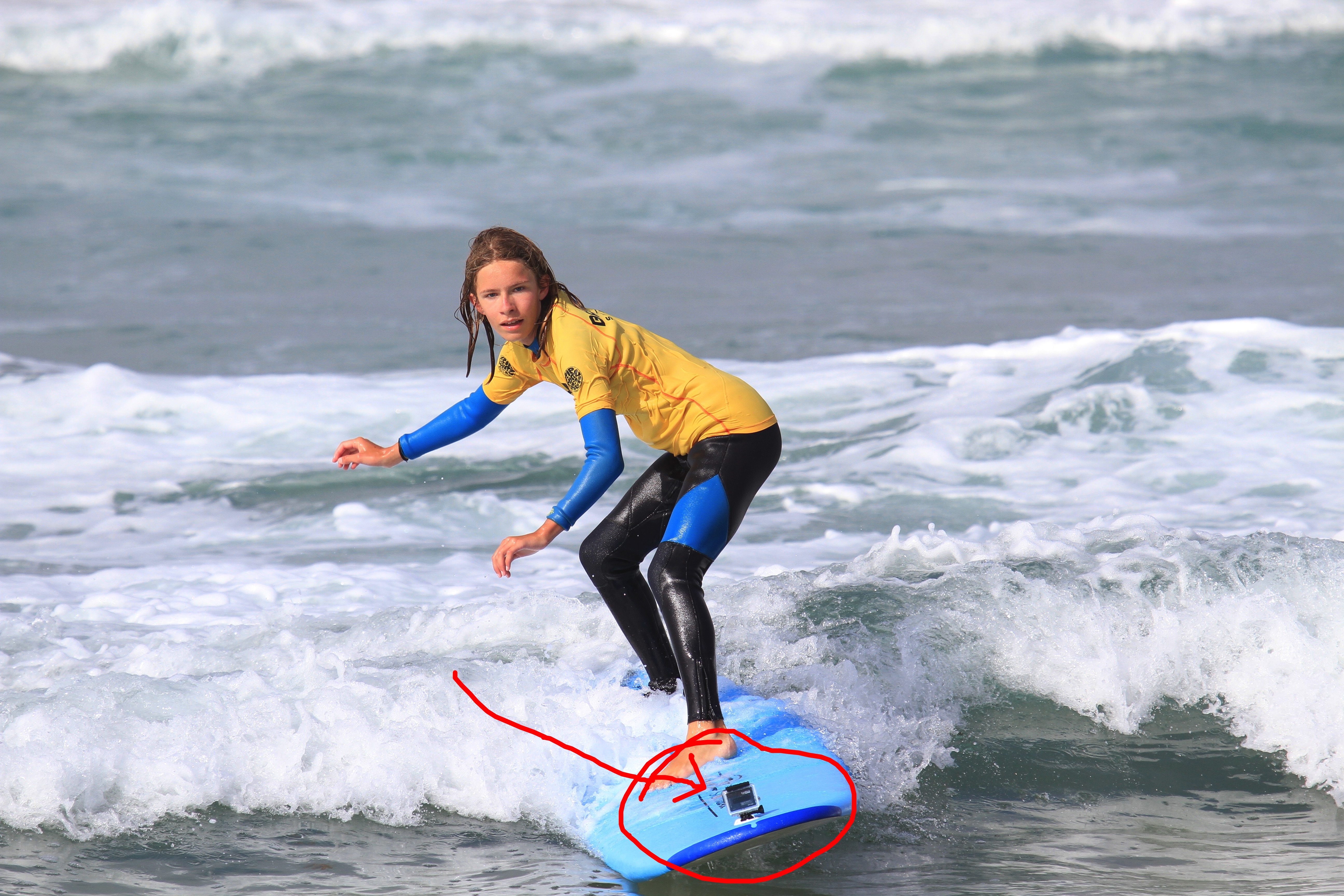 Gopro on surfboard